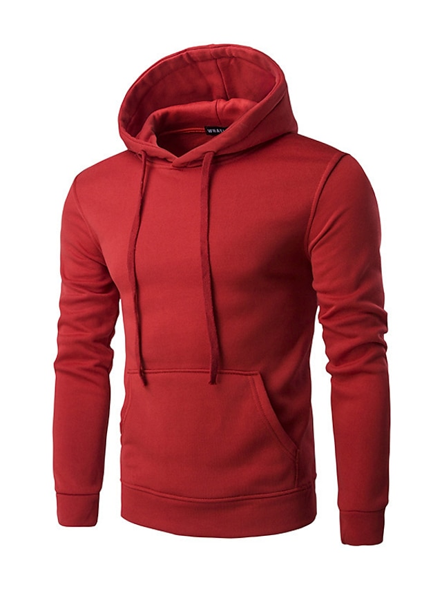 Mens Clothing Mens Hoodies & Sweatshirts | Mens Pullover Hoodie Sweatshirt Solid Color Pocket Hooded Casual Daily Holiday Sports