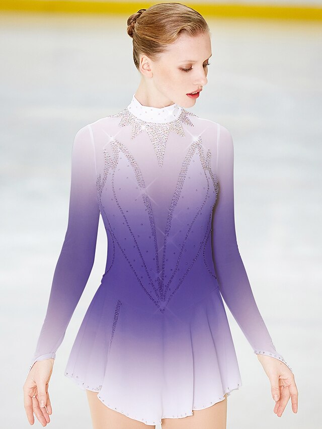  Eiskunstlaufkleid Damen Mädchen Eislaufen Kleider Austattungen Hellgelb Weiß Rosa Rückenfrei Gitter Spandex Hochelastisch Wettbewerb Eiskunstlaufkleidung Handgemacht Eislaufen Eiskundstlauf