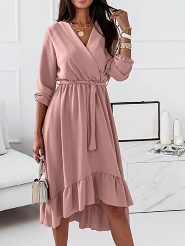 Women's Casual Dress Swing Dress Midi Dress Black Pink Green Long