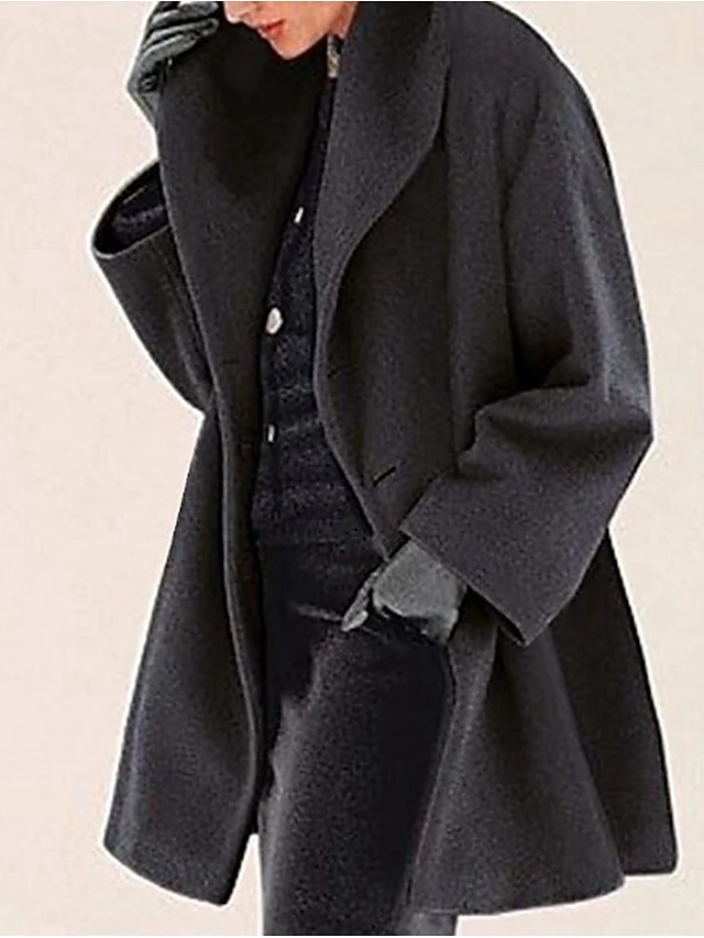  نسائي معطف شارع فضفاض مناسب للبس اليومي الشتاء الخريف الربيع عادية معطف عادي أساسي كاجوال جاكتس كم طويل لون الصلبة لون الجمل أسود أرجواني