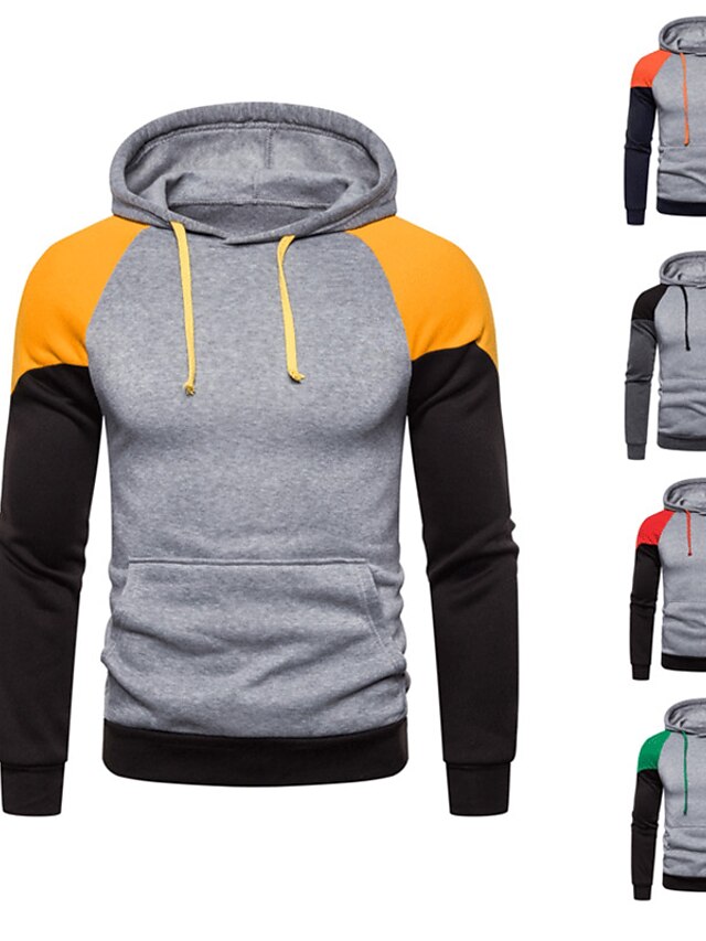 Mens Clothing Mens Hoodies & Sweatshirts | Mens Pullover Hoodie Sweatshirt Color Block Patchwork Hooded Casual Daily Holiday Spo