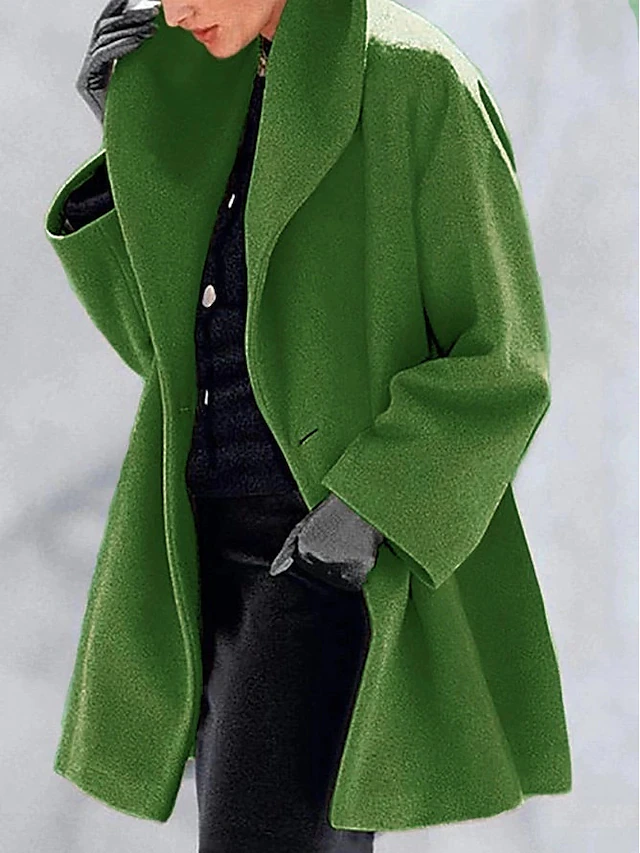 Women's Coat Regular Hooded Coat Camel Green White Black Gray Basic ...