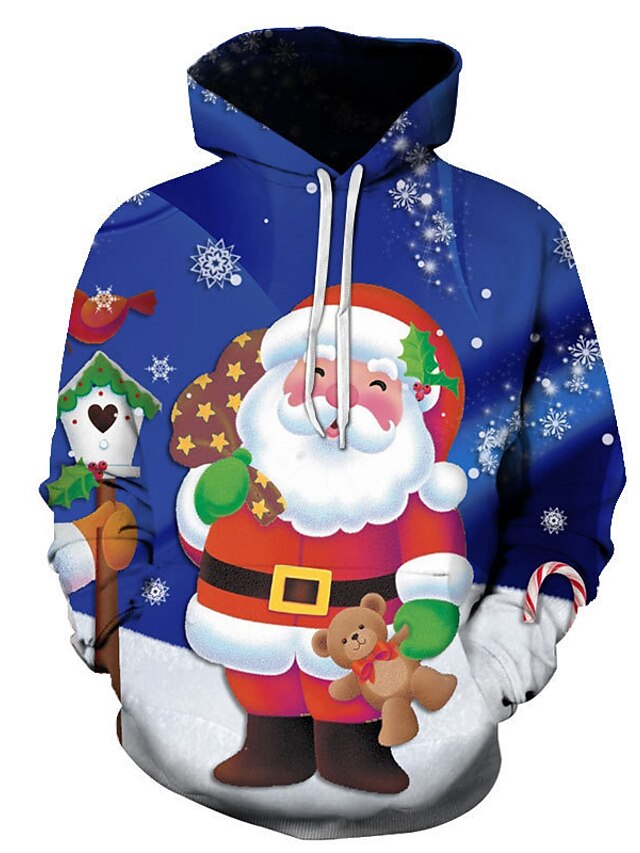 Mens Clothing Mens Hoodies & Sweatshirts | Mens Pullover Hoodie Sweatshirt Santa Claus Ugly Christmas Hooded Christmas Casual Da