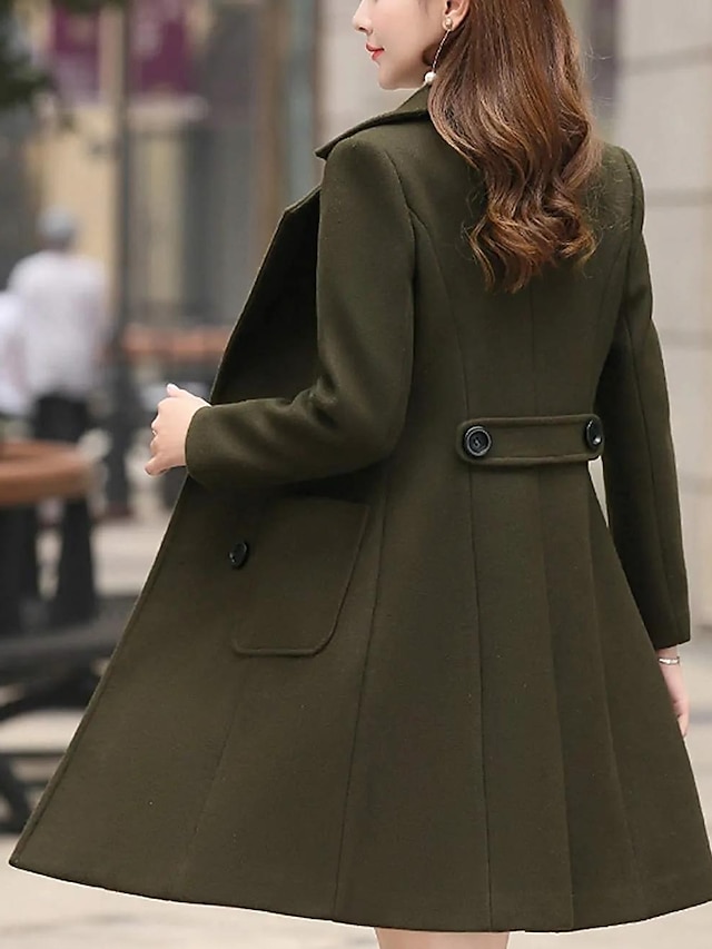 Womens Clothing Womens Outerwear | Womens Coat Casual Fall Winter Long Coat Notch lapel collar Regular Fit Warm Fashion ElegantL