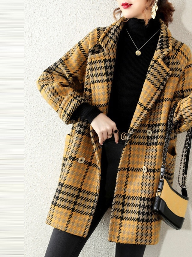 Womens Clothing Womens Outerwear | Womens Coat Street Daily Going out Fall Winter Regular Coat Regular Fit Warm Breathable Elega