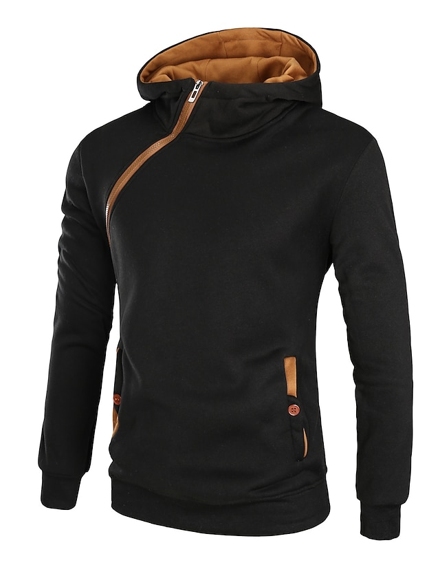 Mens Clothing Mens Hoodies & Sweatshirts | Mens Pullover Hoodie Sweatshirt Solid Color Zipper Hooded Casual Daily Holiday Sports