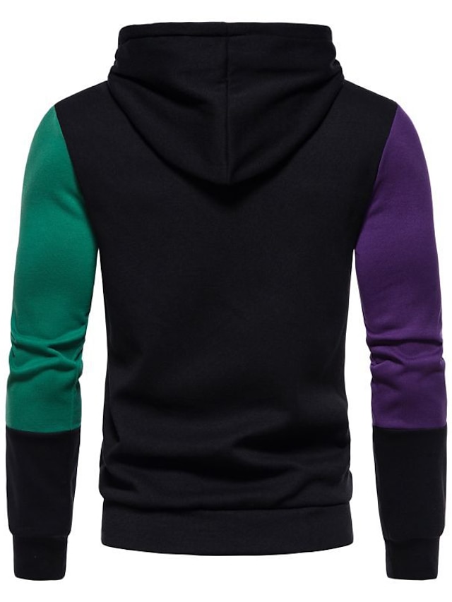 Mens Clothing Mens Hoodies & Sweatshirts | Mens Pullover Hoodie Sweatshirt Color Block Lace up Hooded Casual Daily Holiday Sport