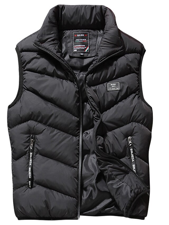 Men's Puffer Vest Gilet Quilted Vest Cardigan Outdoor Street Daily ...