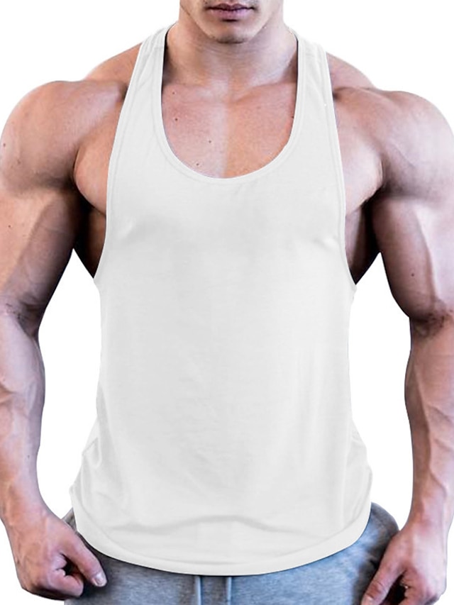  Men's Shirt Tank Top Vest Top Undershirt Sleeveless Shirt Solid Colored Round Neck Daily Sports Sleeveless Basic Clothing Apparel Active Muscle