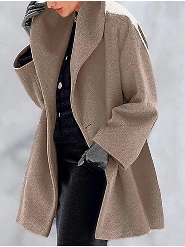 Womens Clothing Womens Outerwear | Womens Coat Street Fall Winter Regular Coat Regular Fit Warm Fashion Basic Casual Jacket Long