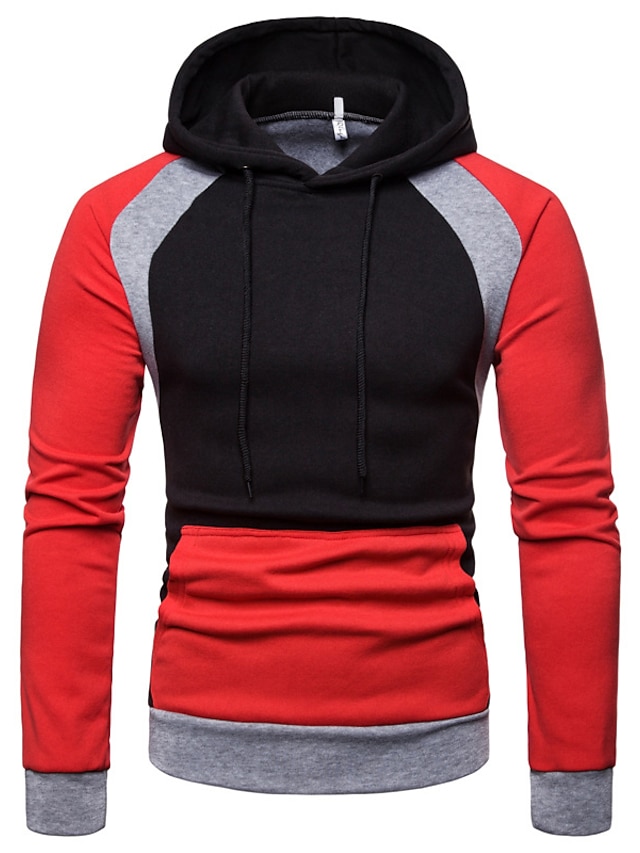 Mens Clothing Mens Hoodies & Sweatshirts | Mens Pullover Hoodie Sweatshirt Color Block Patchwork Hooded Casual Daily Holiday Spo