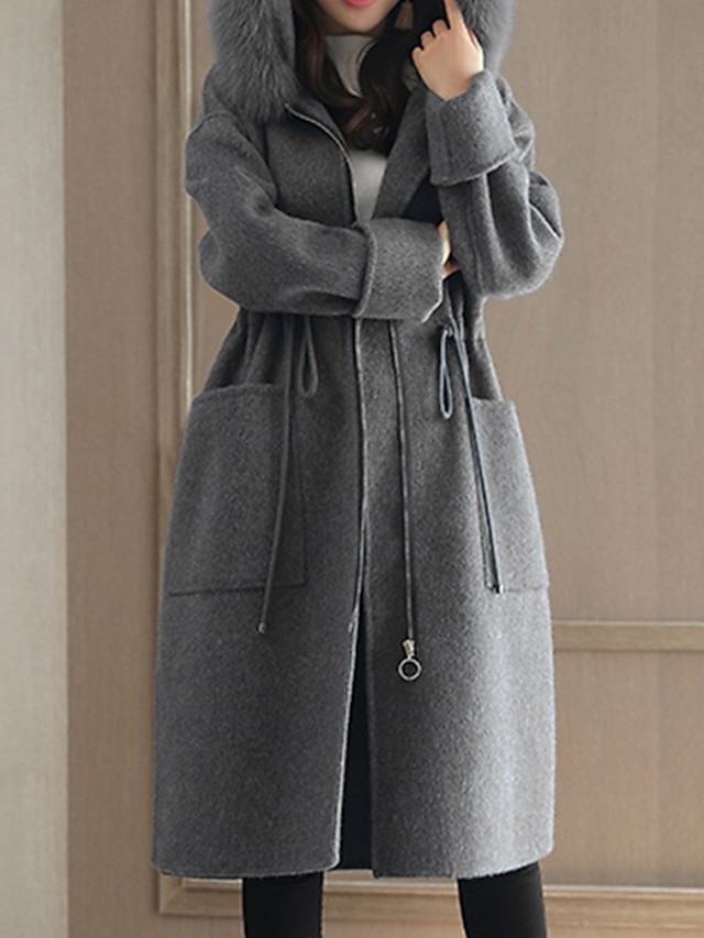 Womens Clothing Womens Outerwear | Womens Coat Street Daily Going out Fall Winter Long Coat Regular Fit Warm Breathable Casual J