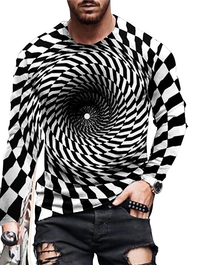 Mens Clothing Mens Tees & Tank Tops | Mens Unisex T shirt Tee 3D Print Graphic Prints Spiral Stripe Crew Neck Daily Holiday Prin