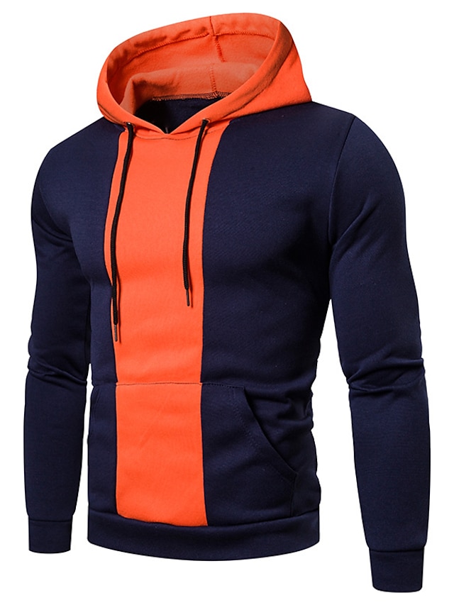 Mens Clothing Mens Hoodies & Sweatshirts | Mens Pullover Hoodie Sweatshirt Color Block Lace up Hooded Casual Daily Holiday Sport