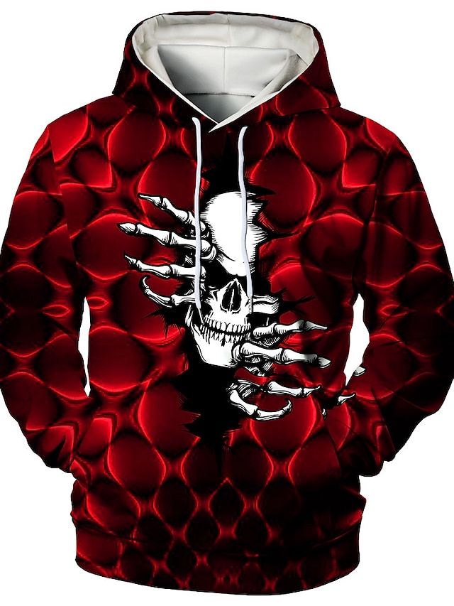 Mens Clothing Mens Hoodies & Sweatshirts | Mens Plus Size Pullover Hoodie Sweatshirt Graphic Florals Skull Hooded Casual Daily W