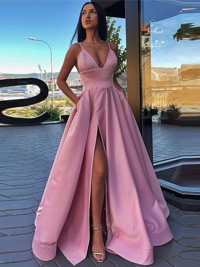 A-Line Black Dress Prom Dress High Split Evening Dress Formal Birthday ...