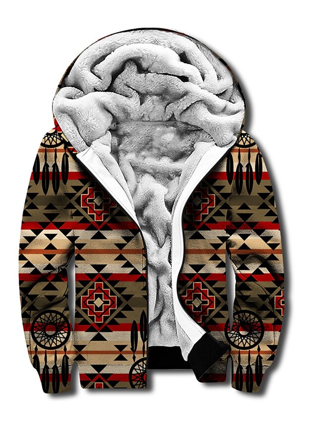 Mens Clothing Mens Hoodies & Sweatshirts | Mens Unisex Full Zip Hoodie Jacket Bohemian Style Plaid Graphic Prints Zipper Print H