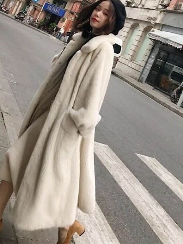 abrigo largo y holgado elegante Abrigo de piel sintética para mujer 