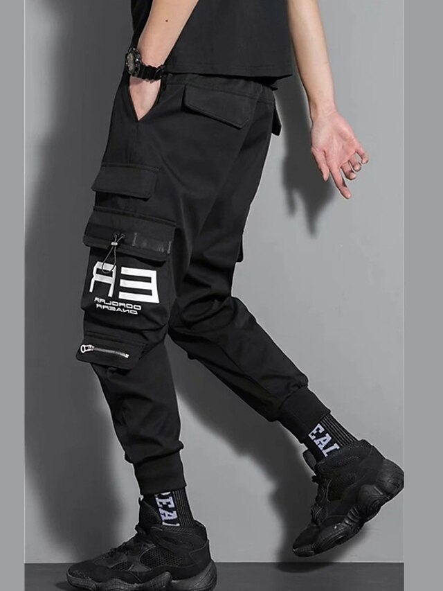 Mens Clothing Mens Bottoms | Mens Streetwear Cargo Joggers Teenager SportyAnkle Length Trousers Jogger Pants With Multi-Pockets 