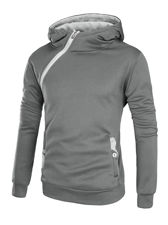 Mens Clothing Mens Hoodies & Sweatshirts | Mens Pullover Hoodie Sweatshirt Solid Color Zipper Hooded Casual Daily Holiday Sports