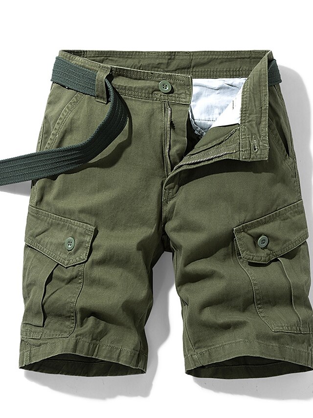 Men's Cargo Shorts Shorts Multi Pocket Plain Comfort Wearable Knee Length Casual Daily Streetwear 100% Cotton Stylish Classic Style Black Blue