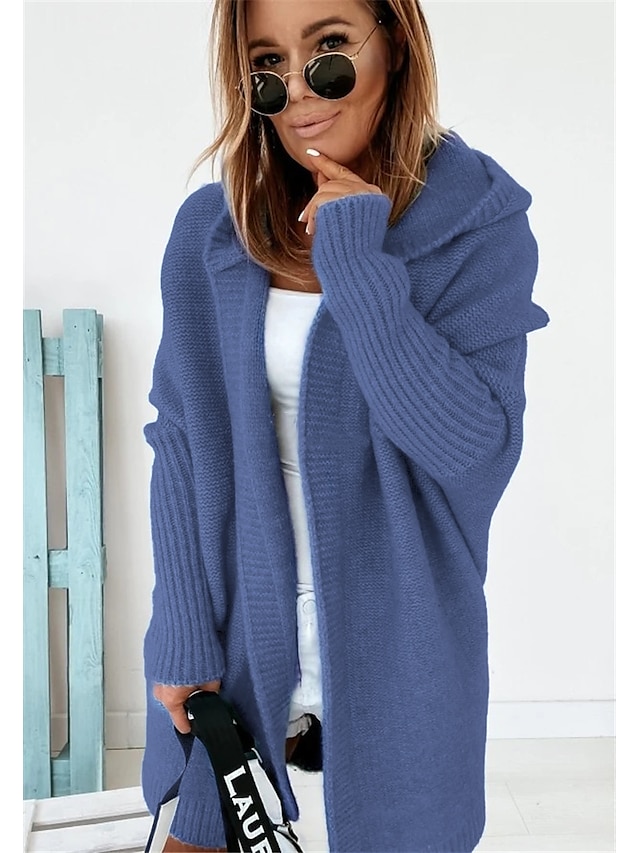 Women's Cardigan Hooded Solid Color Stylish Basic Casual Long Sleeve ...