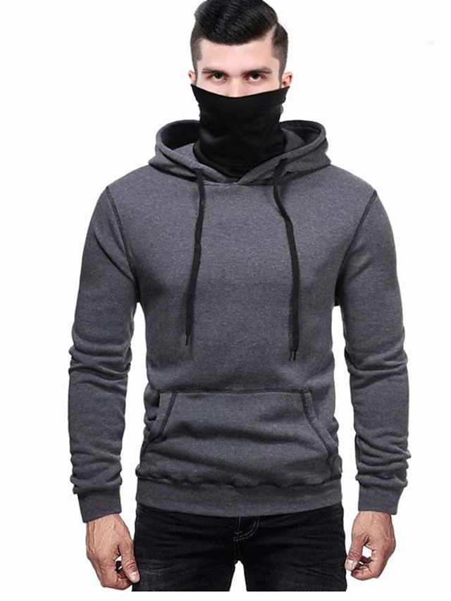 Mens Clothing Mens Hoodies & Sweatshirts | Mens Pullover Hoodie Sweatshirt Solid Color Lace up Casual Daily Holiday Sportswear C