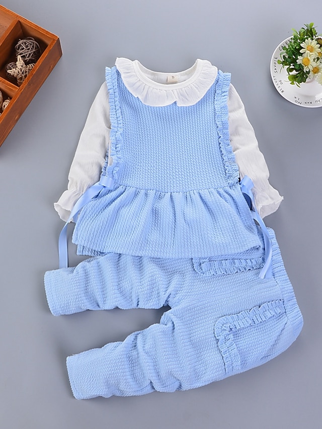  Mädchen 3D Feste Farbe Kleidungsset Langarm Herbst Winter Aktiv Kuschelig Basic kinderkleidung 1-5 Jahre Urlaub Strasse Geburtstag Regular Fit