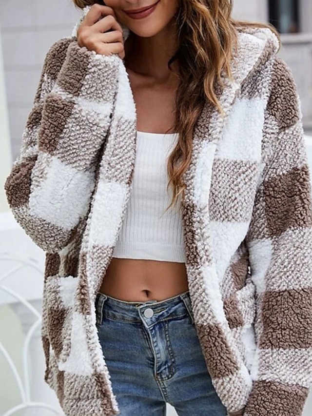 Womens Clothing Womens Outerwear | Womens Jacket Teddy Coat Sherpa jacket Fleece Jacket Street Daily Going out Fall Winter Regul