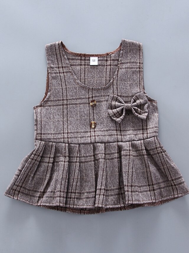 Baby & Kids Girls Clothing | Kids Girls Clothing Set 3 Pieces Long Sleeve Gray Brown Plaid Bow Street School Vacation Active Cas