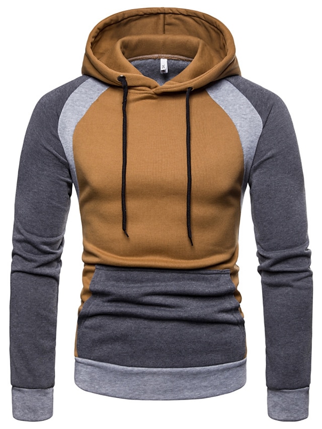 Mens Clothing Mens Hoodies & Sweatshirts | Mens Pullover Hoodie Sweatshirt Color Block Patchwork Hooded Casual Daily Holiday Spo