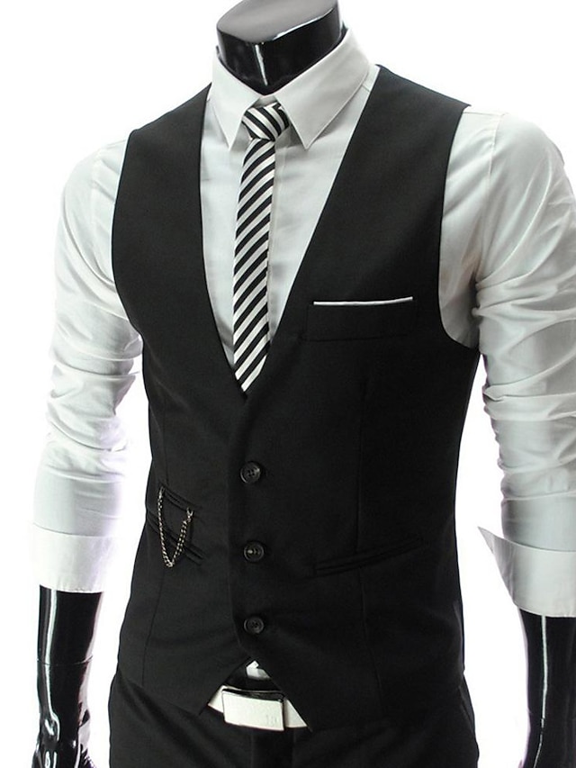 Men's Suit Vest Waistcoat Formal Wedding Work Business / Ceremony ...