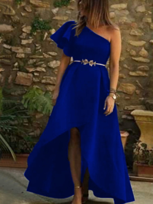 Womens Clothing Womens Dresses | Womens Party Dress Maxi long Dress Green Blue Black Purple Wine Dusty Blue Red Short Sleeve Sol