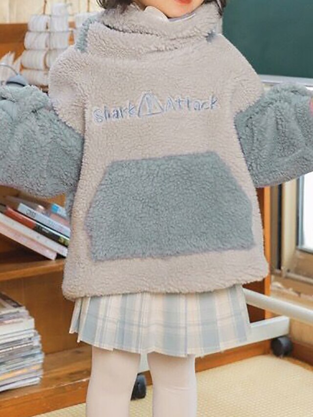 Baby & Kids Girls Clothing | Kids Girls Hoodie Long Sleeve Color Block Letter Pocket Patchwork Gray Children Tops Fall Winter Co