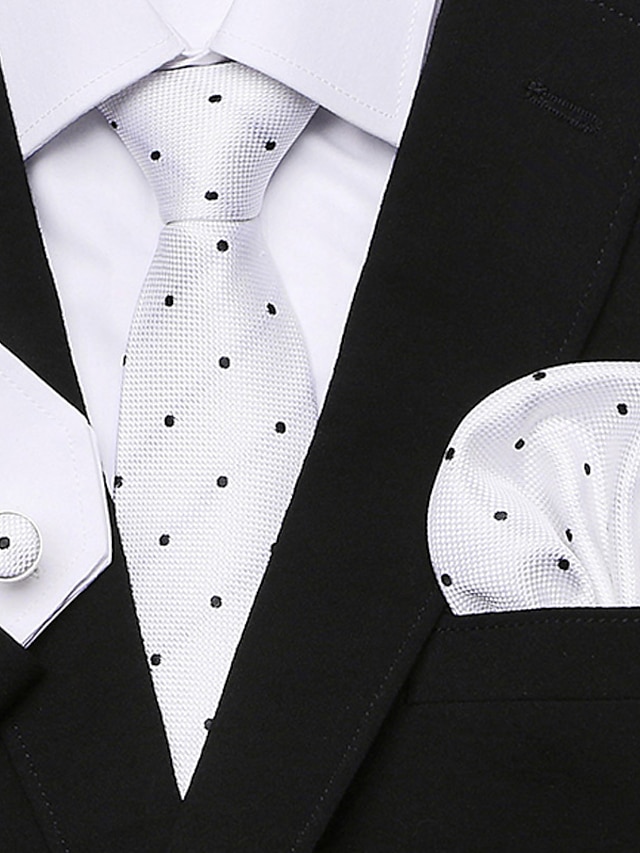  男性用 ネクタイ ポケットチーフ カフスボタン セット オフィス 結婚式 フォーマル クラシック チェック 日常 イベント