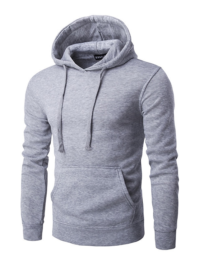 Mens Clothing Mens Hoodies & Sweatshirts | Mens Pullover Hoodie Sweatshirt Solid Color Pocket Hooded Casual Daily Holiday Sports