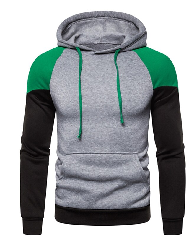 Mens Clothing Mens Hoodies & Sweatshirts | Mens Pullover Hoodie Sweatshirt Color Block Patchwork Hooded Casual Daily Holiday Spo