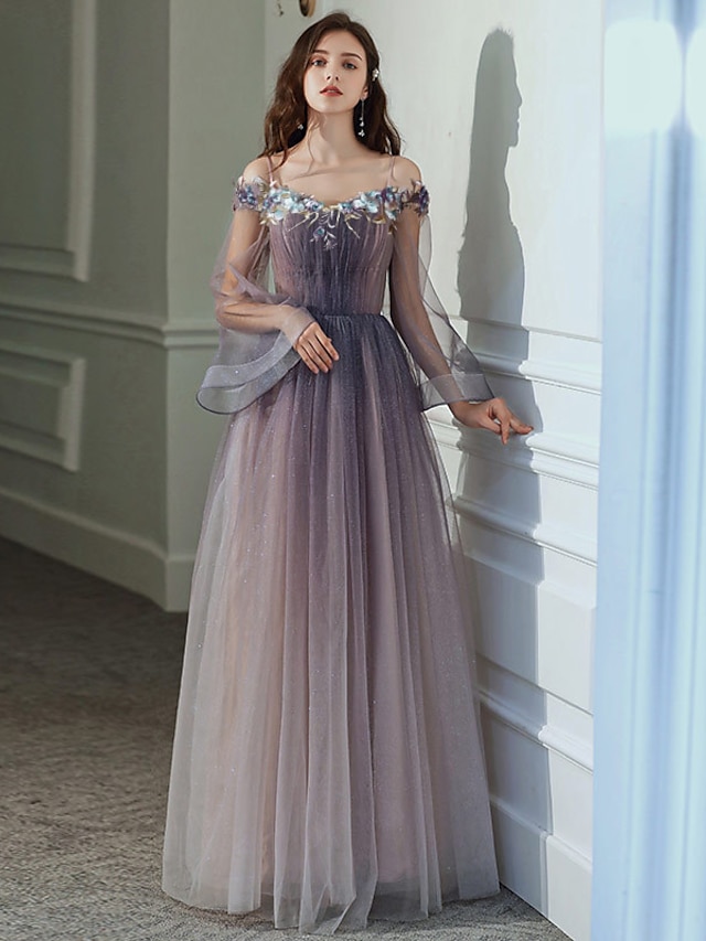 A-Line Minimalist Elegant Party Wear Prom Dress Off Shoulder Long ...