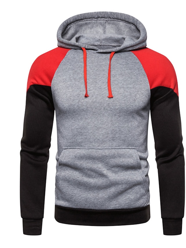 Mens Clothing Mens Hoodies & Sweatshirts | Mens Pullover Hoodie Sweatshirt Color Block Patchwork Hooded Casual Daily Holiday Spo