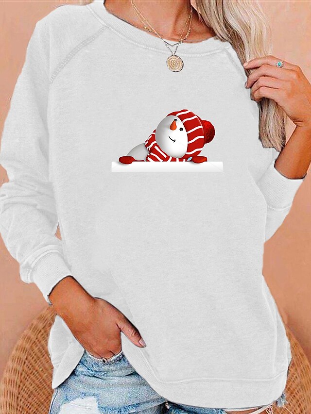 Womens Clothing Womens Tops | Womens Sweatshirt Pullover Snowman Ugly Christmas Print Christmas Christmas Gifts Sports Hot Stamp