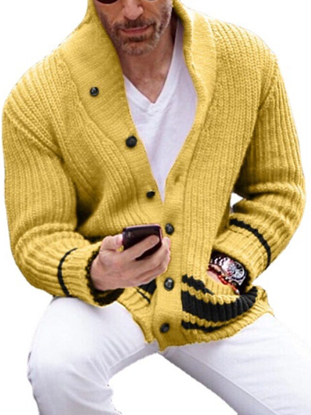 Men's Sweater Cardigan Knit Knitted Solid Color V Neck Stylish Casual ...