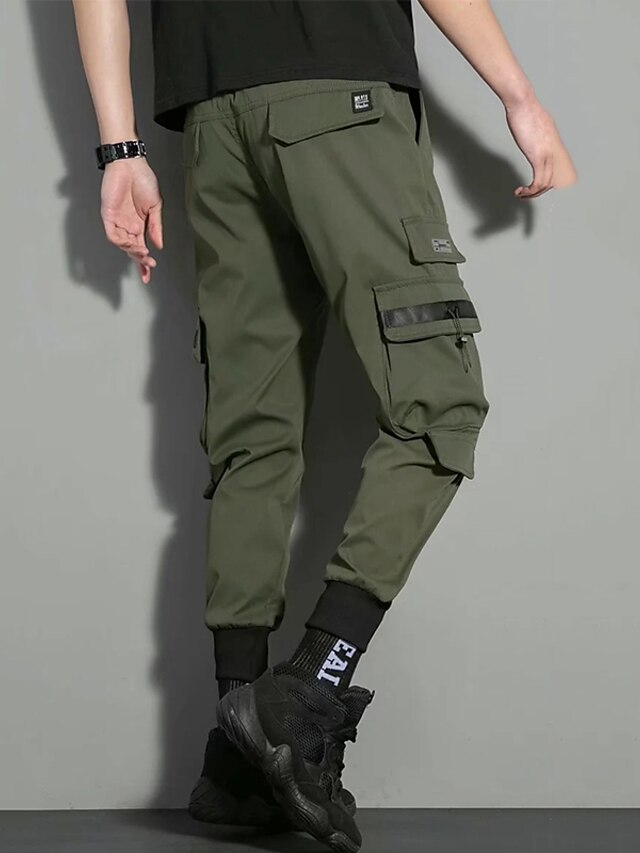 Mens Clothing Mens Bottoms | Mens Streetwear Cargo Joggers Teenager SportyAnkle Length Trousers Jogger Pants With Multi-Pockets 