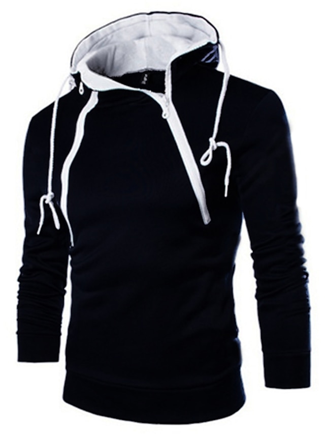  Per uomo Felpa con cappuccio blu navy Nero Bianco Verde militare Borgogna Con Cappuccio Tinta unica Sport & Outdoor Poliestere Casual Inverno Abbigliamento Felpe con cappuccio Felpe Manica Lunga