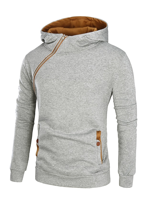 Mens Clothing Mens Hoodies & Sweatshirts | Mens Pullover Hoodie Sweatshirt Solid Color Zipper Hooded Casual Daily Holiday Sports