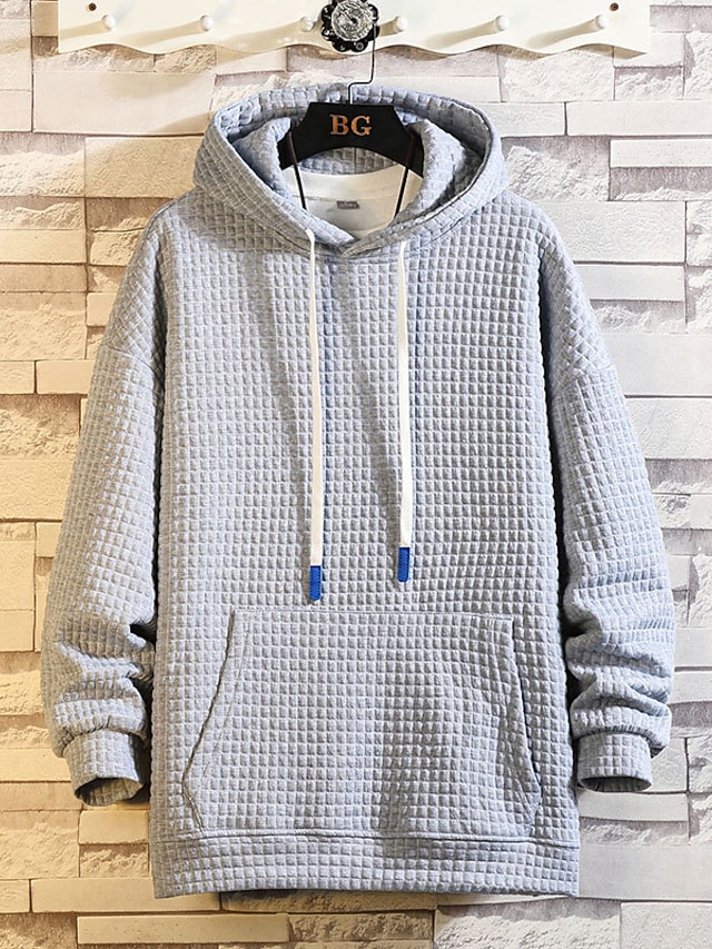 Mens Clothing Mens Hoodies & Sweatshirts | Mens Pullover Hoodie Sweatshirt Plaid Lace up Hooded Casual Daily Holiday Sportswear 