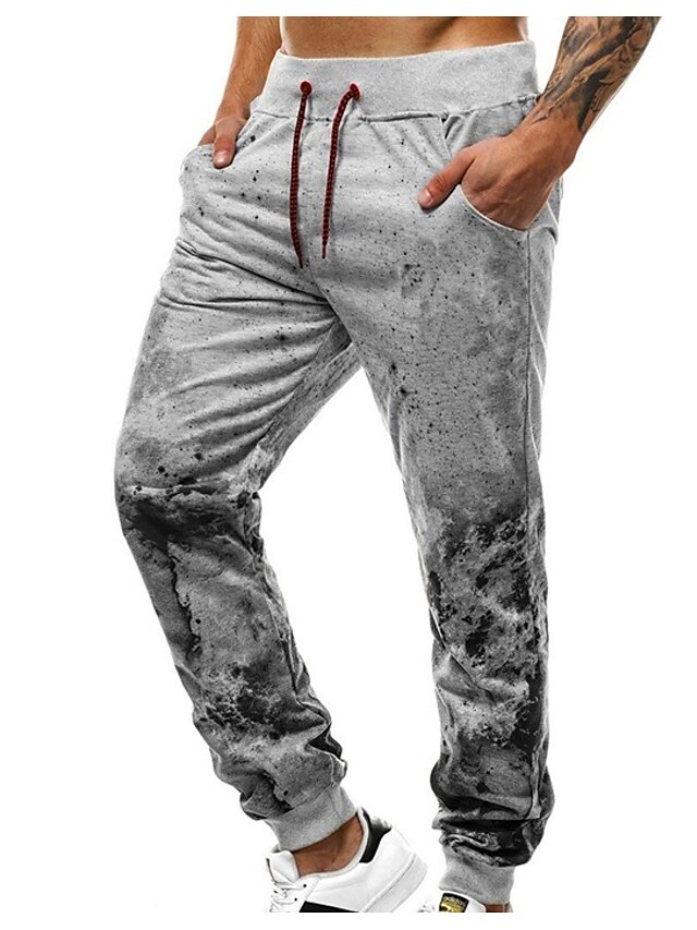 Mens Clothing Mens Bottoms | Mens Stylish Casual Chinos Sweatpants Pocket Print Full Length Pants Casual Daily Inelastic Galaxy 