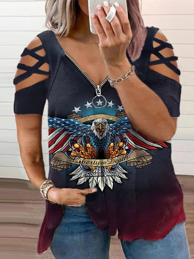 Womens Clothing Plus Size Collection | Womens Plus Size Tops T shirt Multi Color Feathers Hollow Out Zipper Sleeveless V Neck Ca