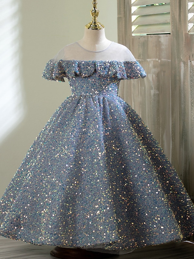  παιδικό κοριτσίστικο φόρεμα μονόχρωμο φόρεμα γραμμής για πάρτι γενεθλίων ruched mesh γκρι μάξι κοντομάνικο πριγκίπισσα χαριτωμένα φορέματα φθινόπωρο χειμώνα κανονική εφαρμογή 3-12 ετών