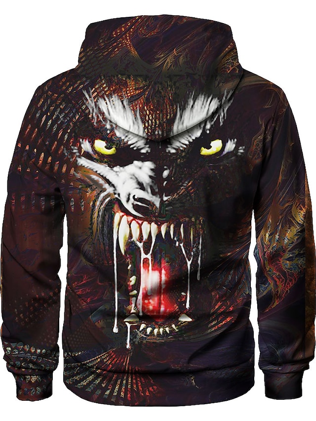 Mens Clothing Mens Hoodies & Sweatshirts | Mens Pullover Hoodie Sweatshirt Graphic Wolf Animal Casual Daily Weekend 3D Print Cas