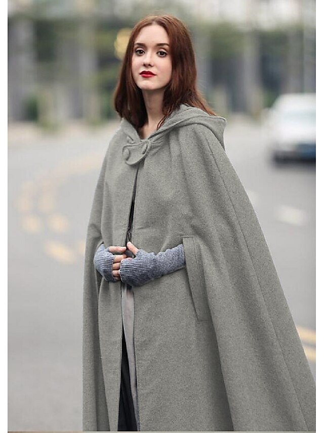 Womens Clothing Womens Outerwear | Womens Cloak Capes Causal Fall Winter Long Coat Loose Warm Basic Chic & Modern Jacket Sleevel